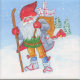 Ceramic Tile -  Tomte with walking stick and gifts